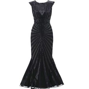 Formal Evening Dress 1920s Sequin Mermaid Flapper